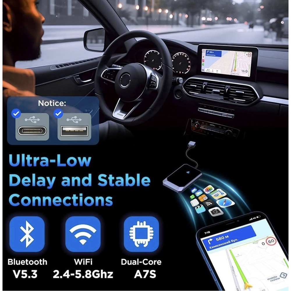 Android Auto Wireless Adapter Instant Fast Connection Bluetooth - Picture 6 of 10